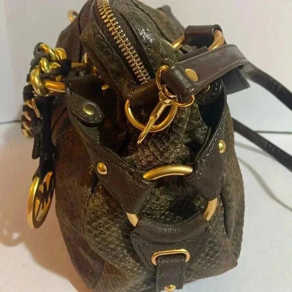 Michael kors brown leather suede satchel handbag - Picture 8 of 13